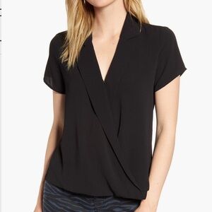 Vince Camuto Notch Collar Front Wrap Blouse